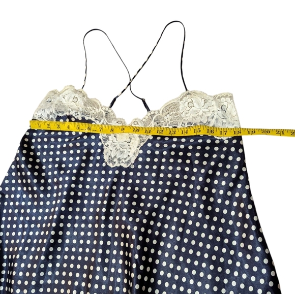 Victoria's Secret Gold Label Dress Vintage Navy Cream Polka Dot Chemise Lingerie - Picture 4 of 6